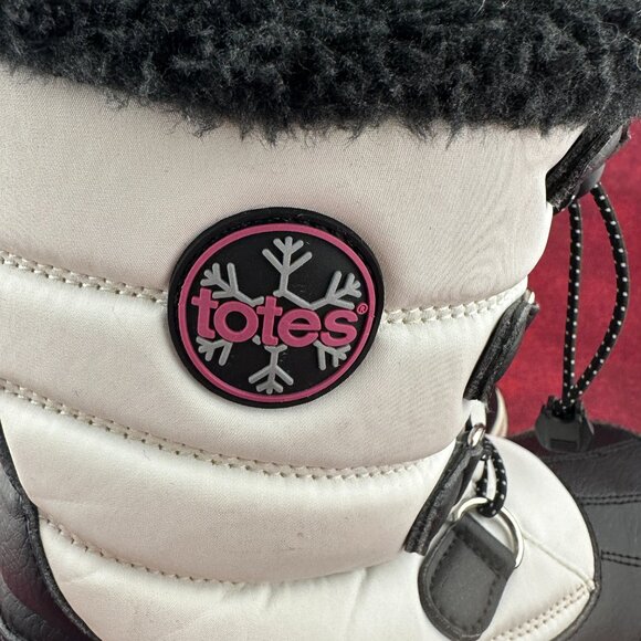 TOTES ALPINE MACKENZIE KIDS GIRLS WINTER BOOTS WHITE & BLACK THERMOLITE SIZE 4M - Picture 5 of 11